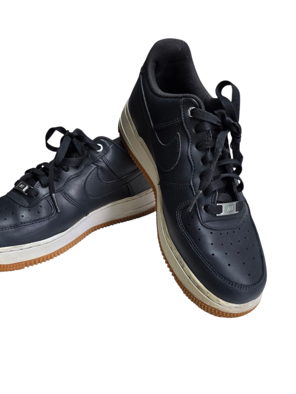 Nike Air Force 1 '07 Women's 8.5 Black Leather Off Noir AF1 Sneakers